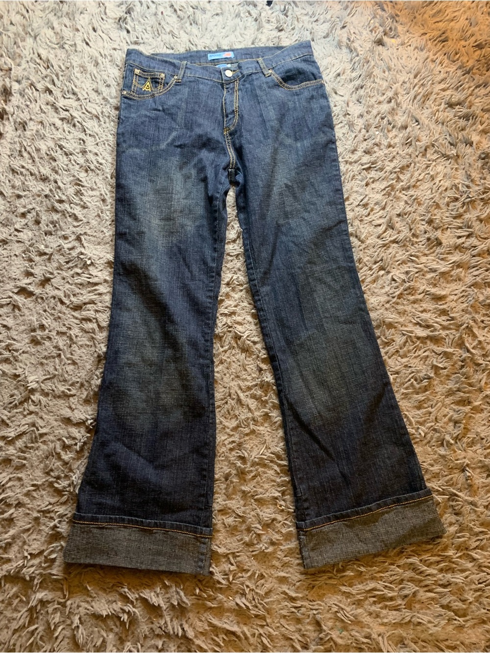 Vintage Y2K Apollo dark washed faded split cuffed jeans sz 13/14